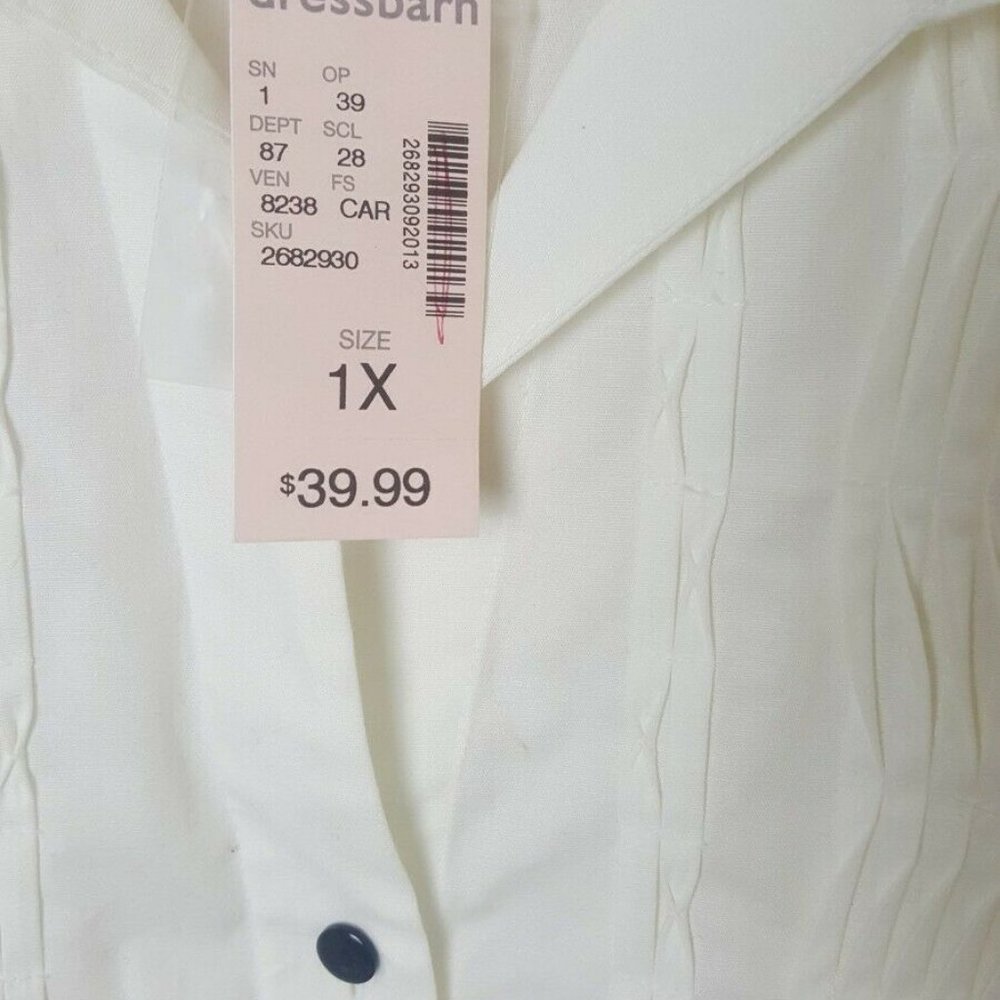 Vintage Dressbarn Women's White Blouse Pleated 1X - Picture 5 of 12